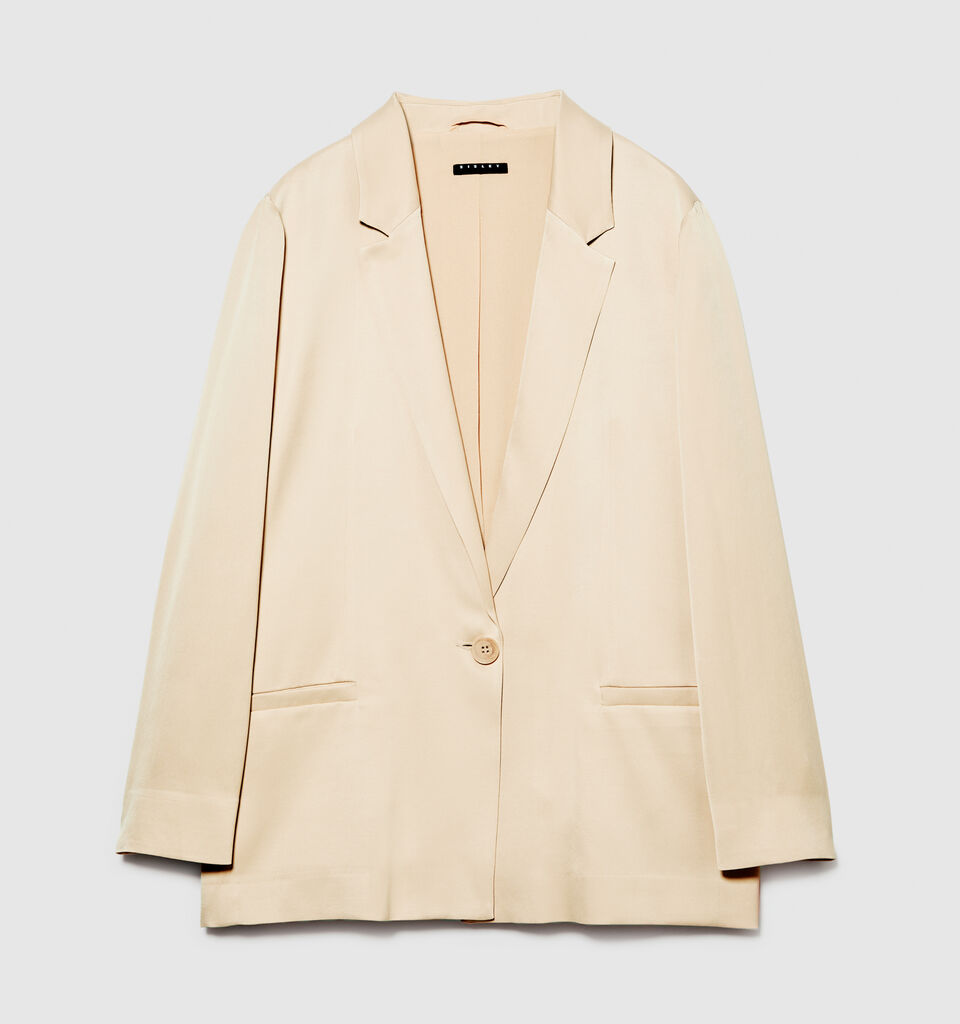 Single-breasted satin blazer - women's blazers - Nude | Sisley image number 6